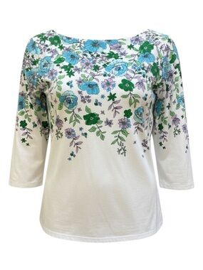 🌸 Talbots Floral Boatneck Top – Size XL – Effortless Classic Style 🌸